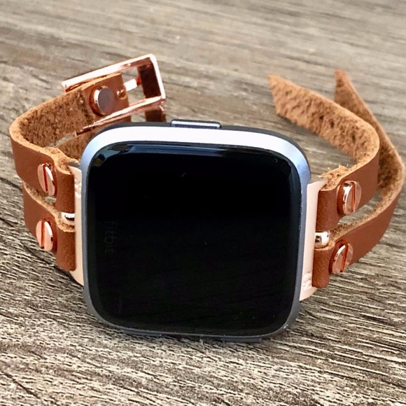 Fitbit Versa Light Brown Leather Double Strap Band main image 8